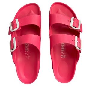 Birkenstock Womens Arizona EVA Sandals EU 39 US 8 Hot Pink White Foam Slides